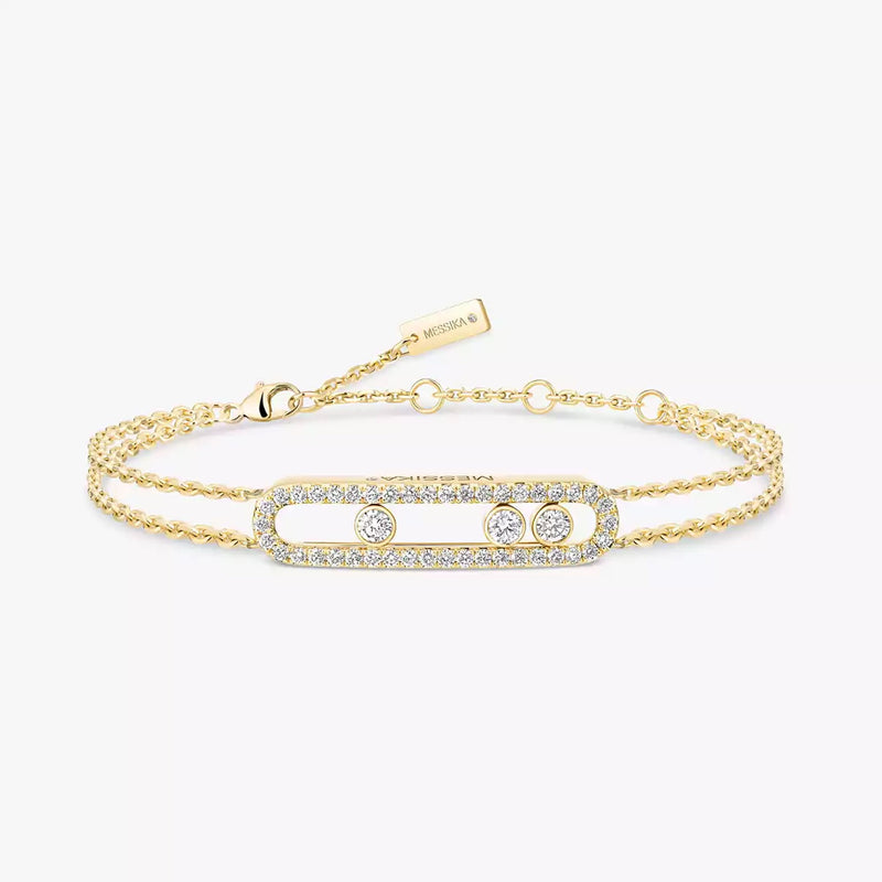 18ct Yellow Gold Move Classique Pave Three Diamond Set Bracelet