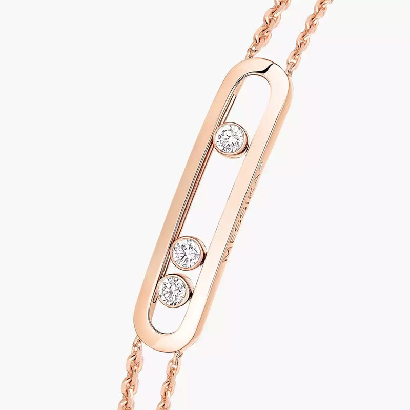 18ct Pink Gold Move Classique Three Diamond Set Bracelet