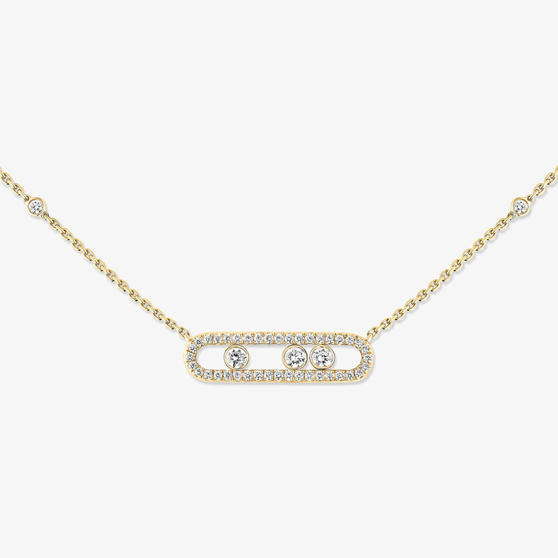 18ct Yellow Gold Baby Move Pave Set Diamond Necklace