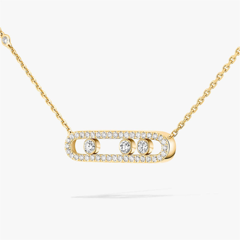 18ct Yellow Gold Baby Move Pave Set Diamond Necklace