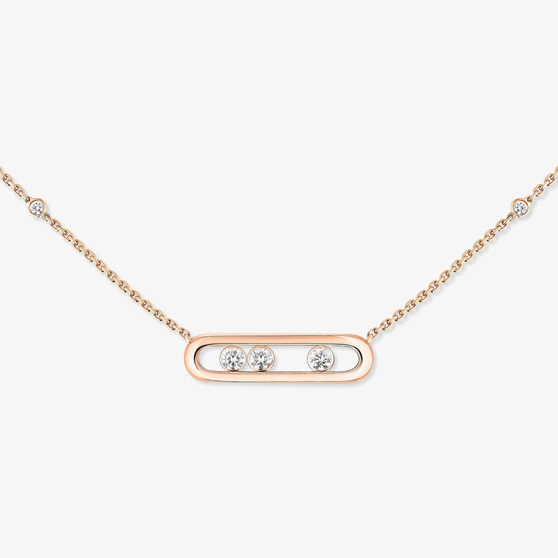 18ct Pink Gold Baby Move Three Diamond Set Necklace