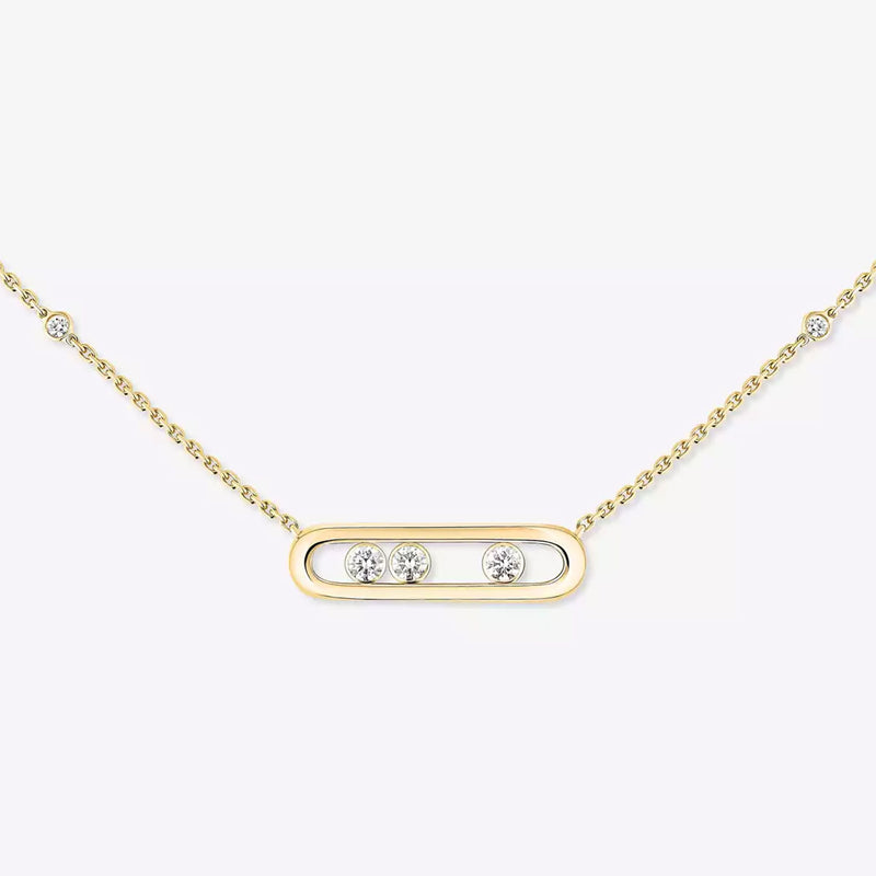 18ct Yellow Gold Baby Move Three Diamond Set Necklace