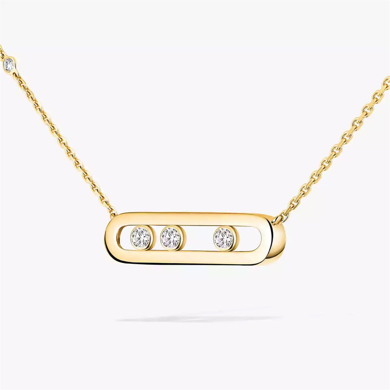 18ct Yellow Gold Baby Move Three Diamond Set Necklace
