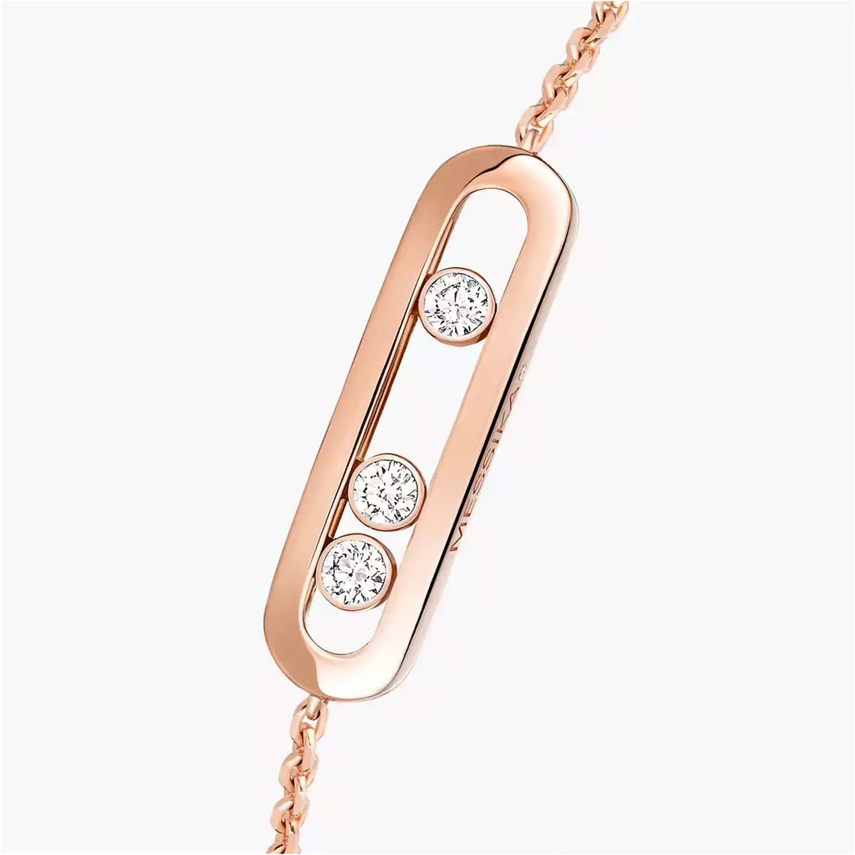 18ct Pink Gold Baby Move Three Diamond Set Bracelet