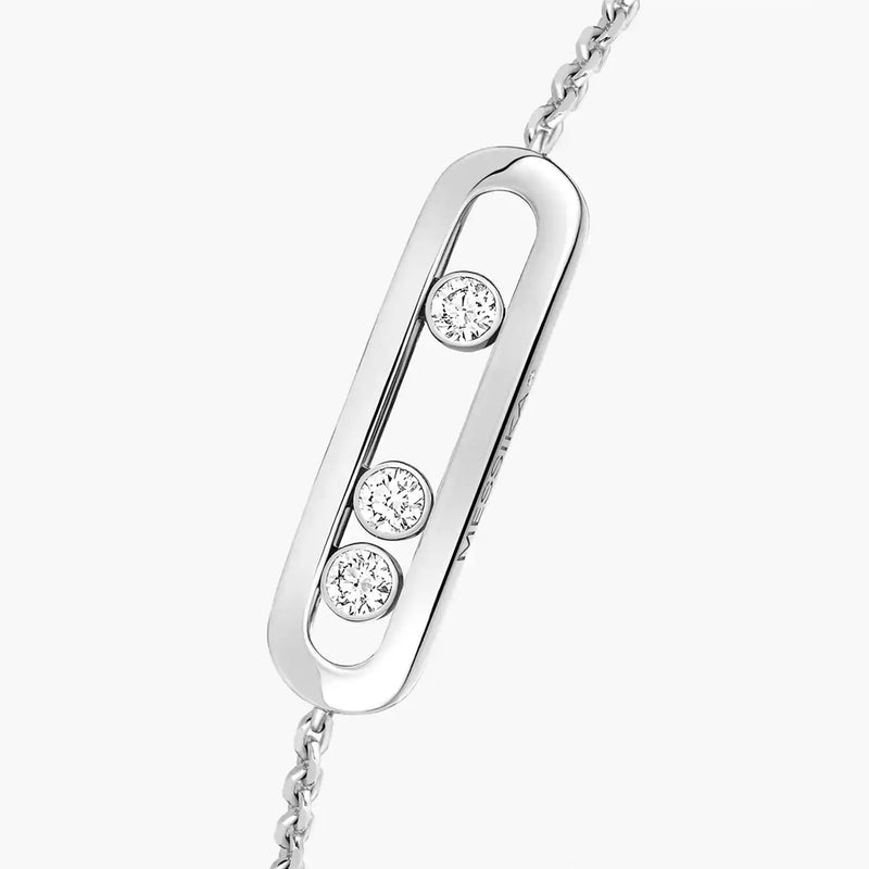 18ct White Gold Baby Move Three Diamond Set Bracelet