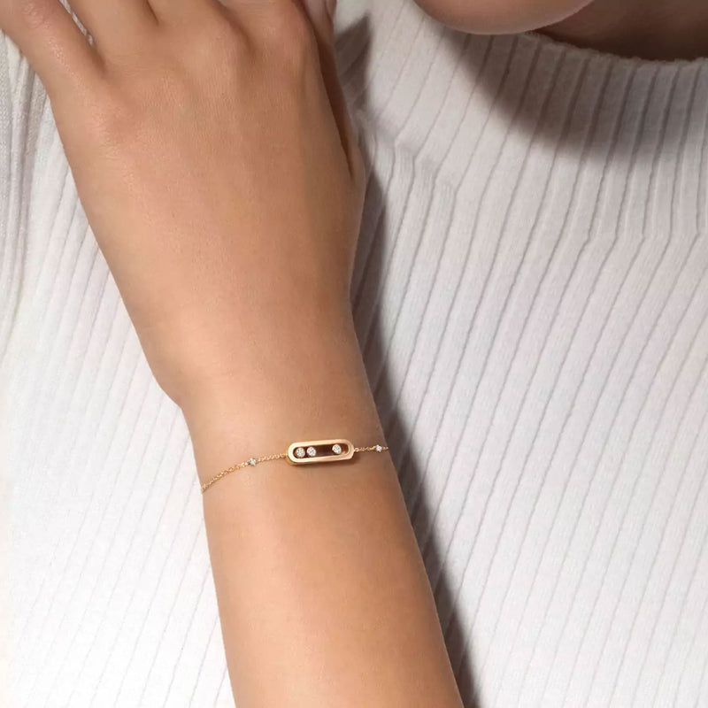 18ct Yellow Gold Baby Move Three Diamond Bracelet