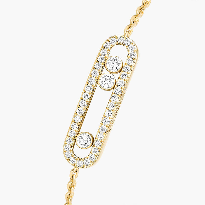 18ct Yellow Gold Baby Move Three Diamond Set Bracelet