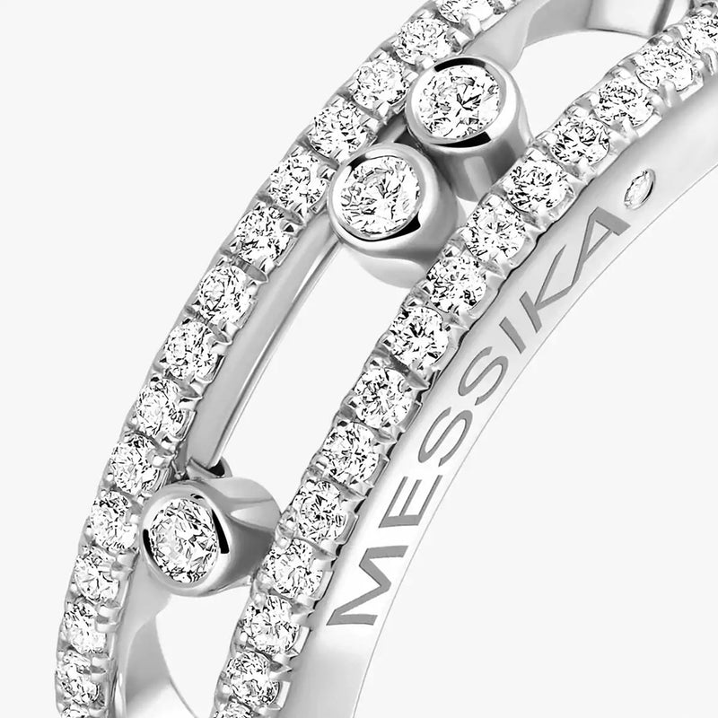 18ct White Gold Baby Move 3 Moving & Pave Set Diamond Ring