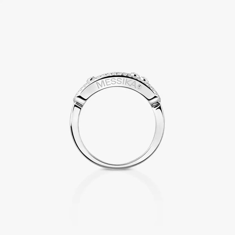 18ct White Gold Baby Move 3 Moving & Pave Set Diamond Ring