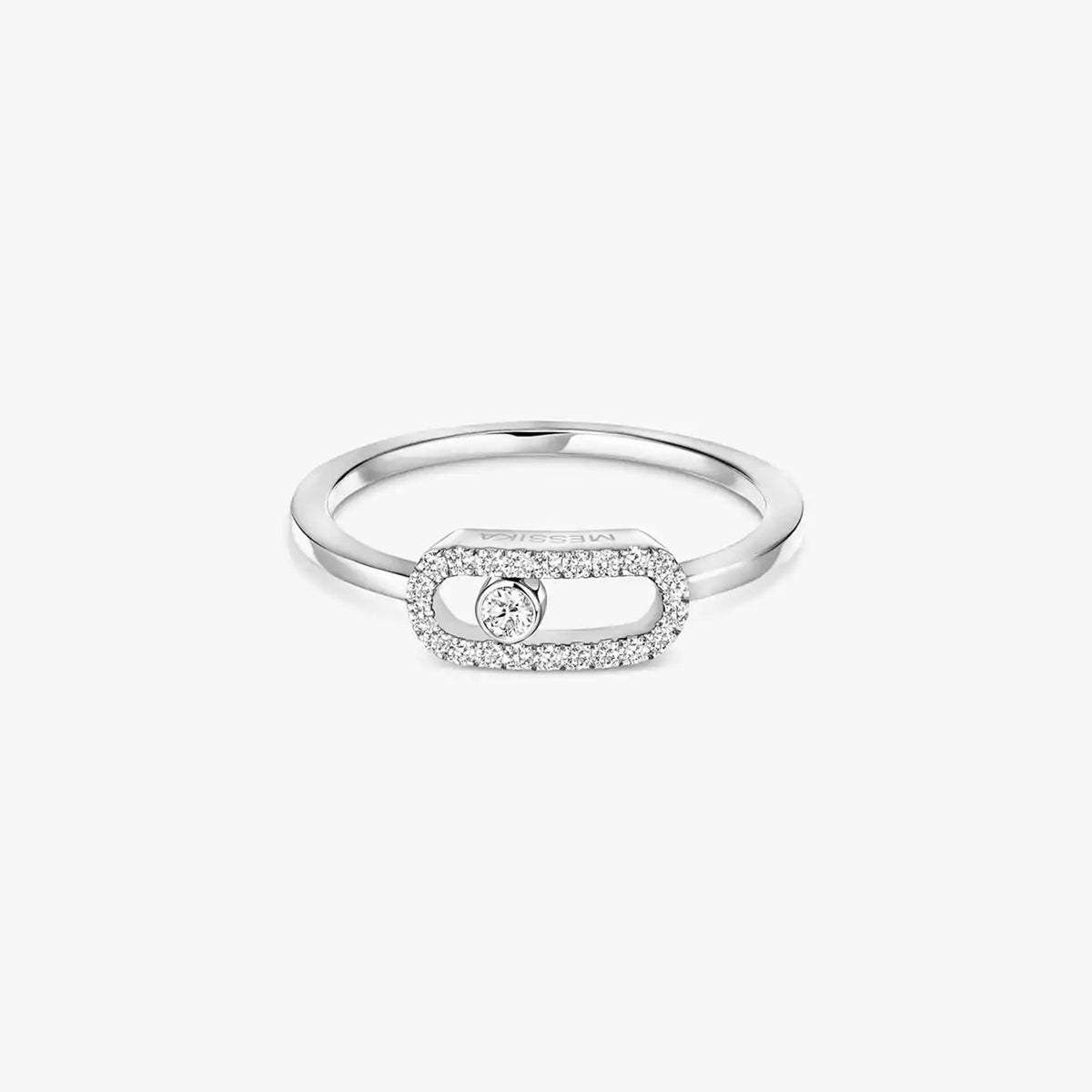 Messika Paris 18ct White Gold Move Uno Single Diamond And Pave Set Ring - Berry's Jewellers