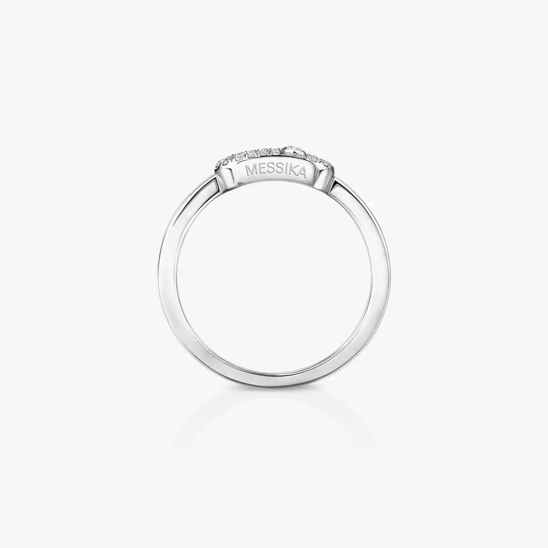 18ct White Gold Move Uno Single Diamond And Pave Set Ring