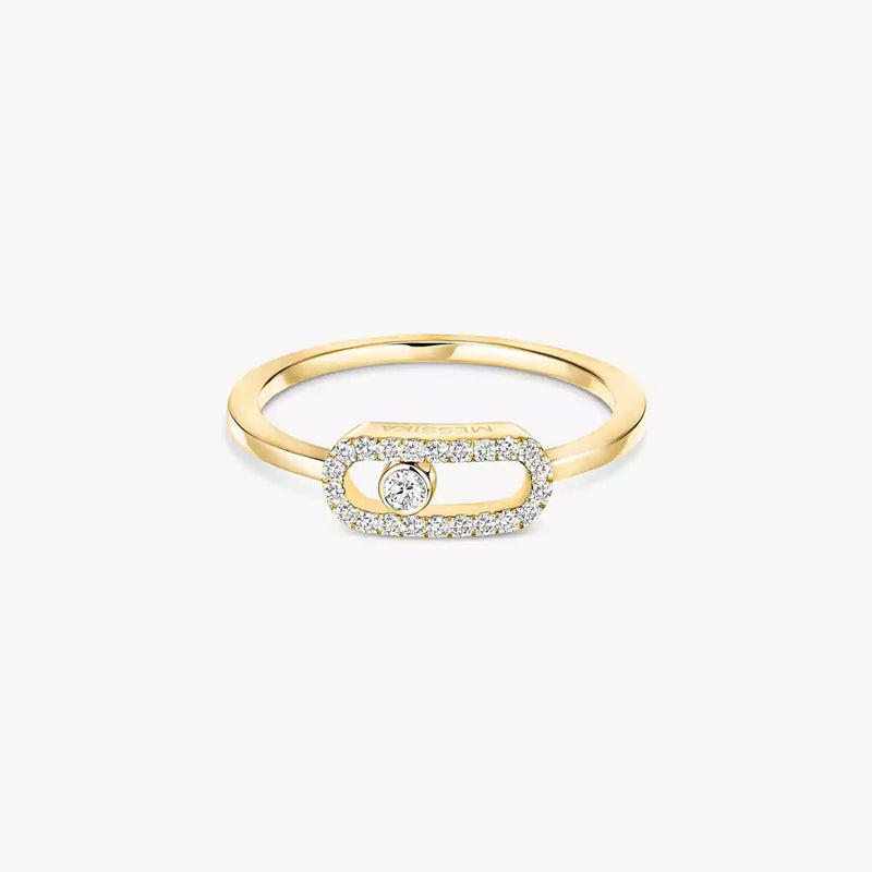 Messika 18ct Yellow Gold Move Uno Single Diamond And Pave Set Ring