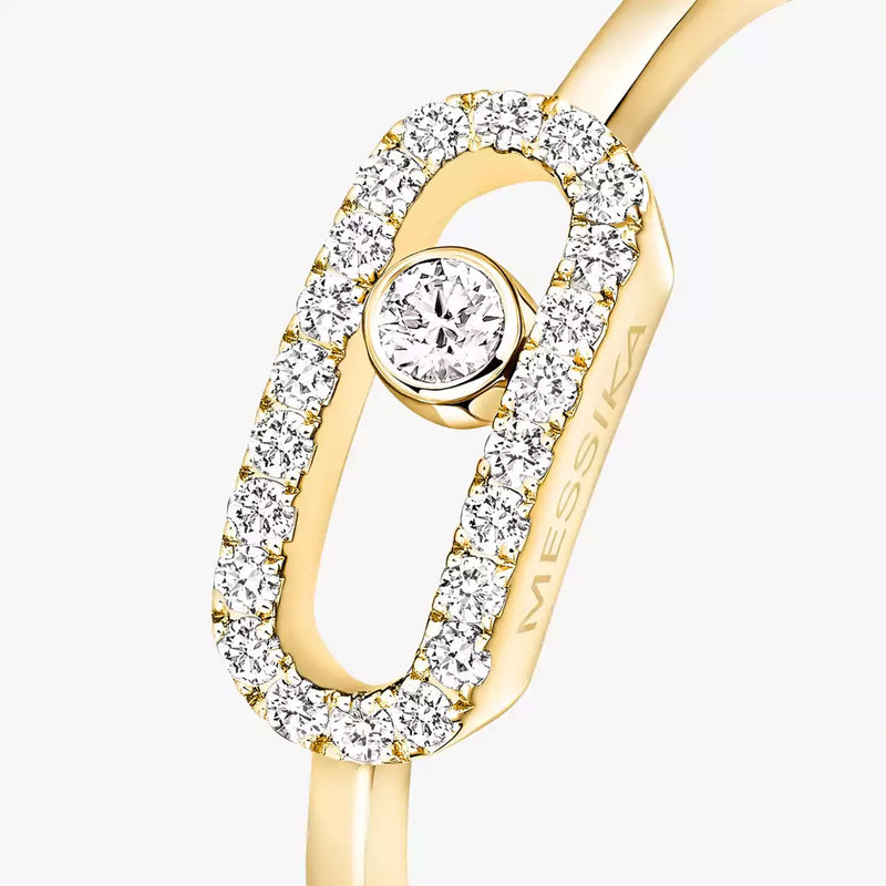 Messika 18ct Yellow Gold Move Uno Single Diamond And Pave Set Ring