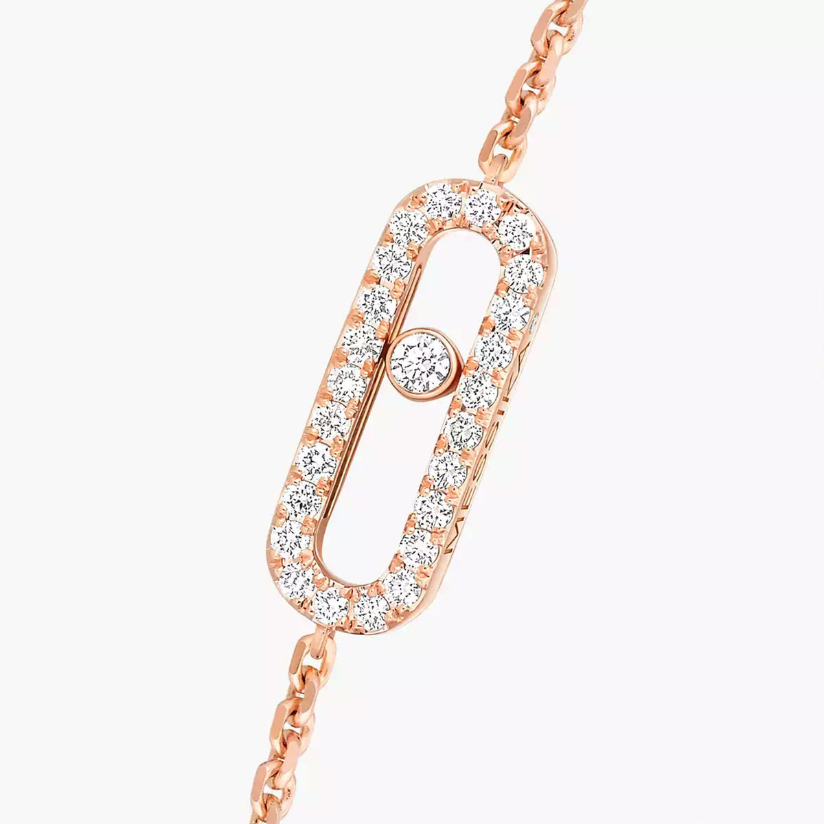 Messika Paris 18ct Pink Gold Move Uno Single Diamond And Pave Set Diamond Bracelet - Berry's Jewellers