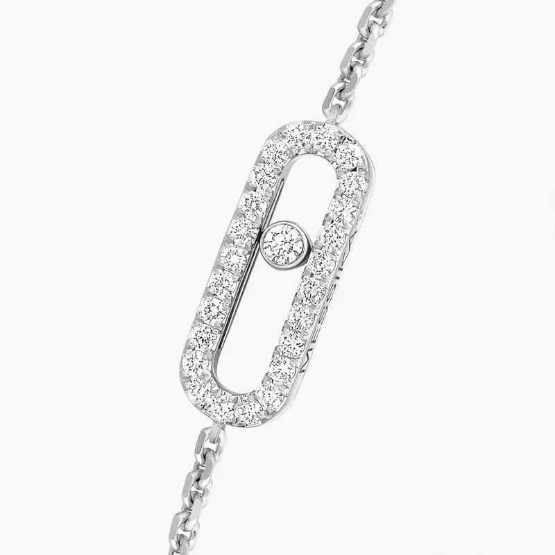 18ct White Gold Move Uno Single Diamond And Pave Set Diamond Bracelet