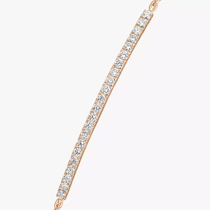 Gatsby 18ct Pink Gold Pave Set Diamond Bar Bracelet