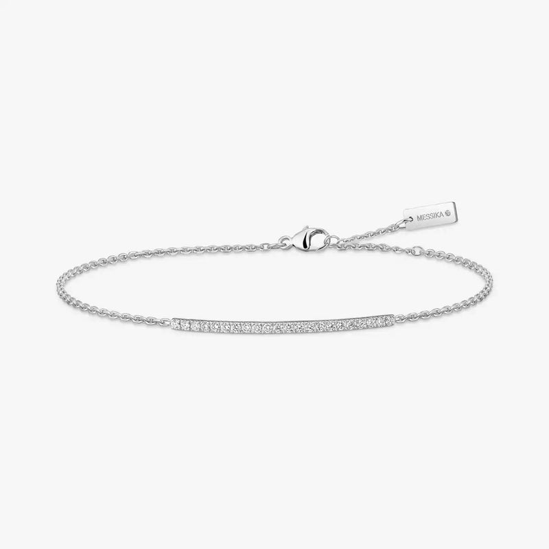 Gatsby 18ct White Gold Pave Set Diamond Bar Bracelet