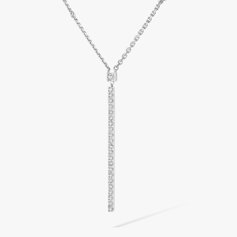 Gatsby 18ct White Gold Diamond Bar Necklace