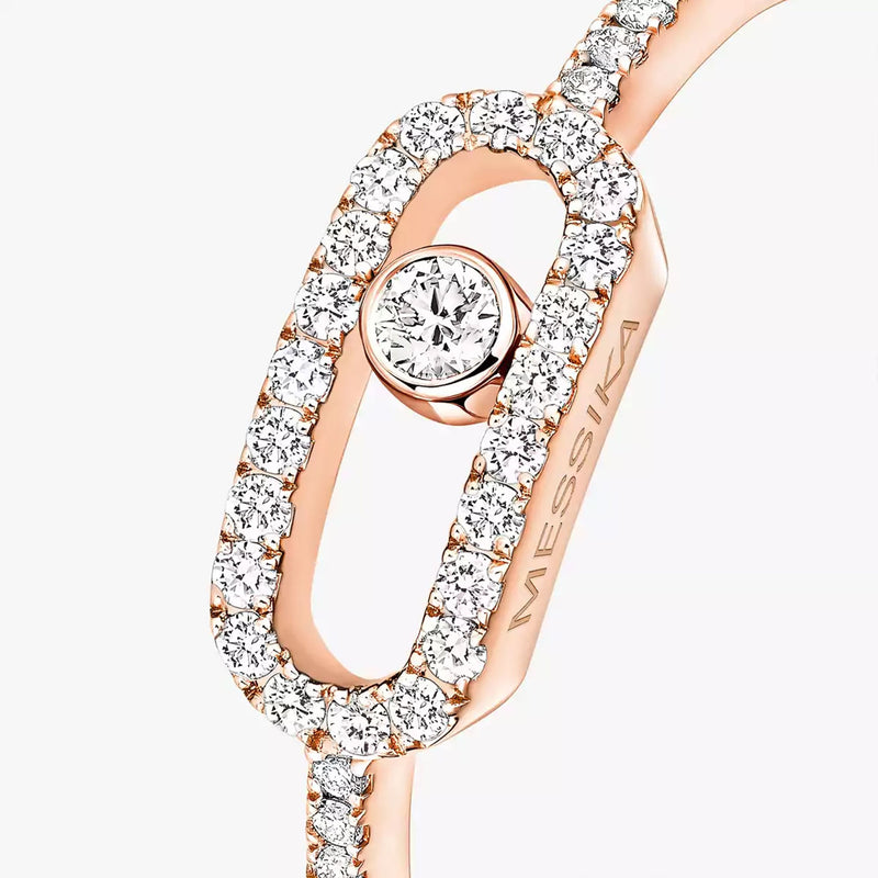 18ct Pink Gold Move Uno Pave Set Diamond Ring