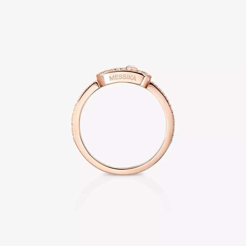 18ct Pink Gold Move Uno Pave Set Diamond Ring