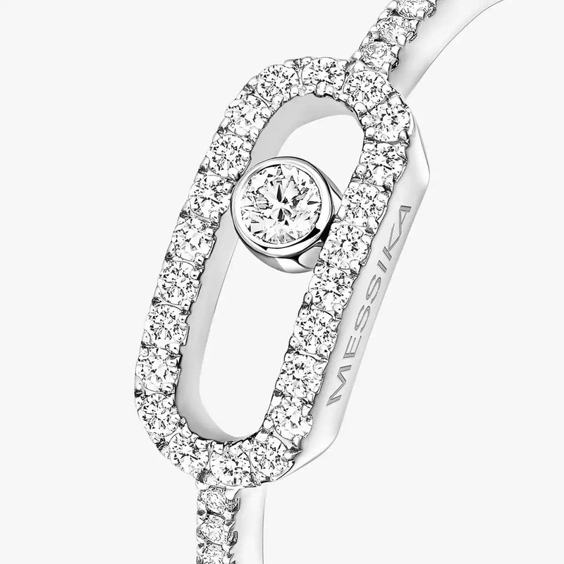 18ct White Gold Move Uno Single Diamond And Pave Set Diamond Ring