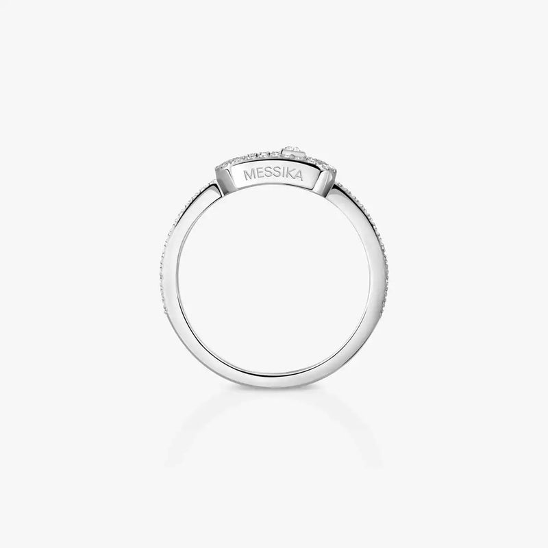 18ct White Gold Move Uno Single Diamond And Pave Set Diamond Ring