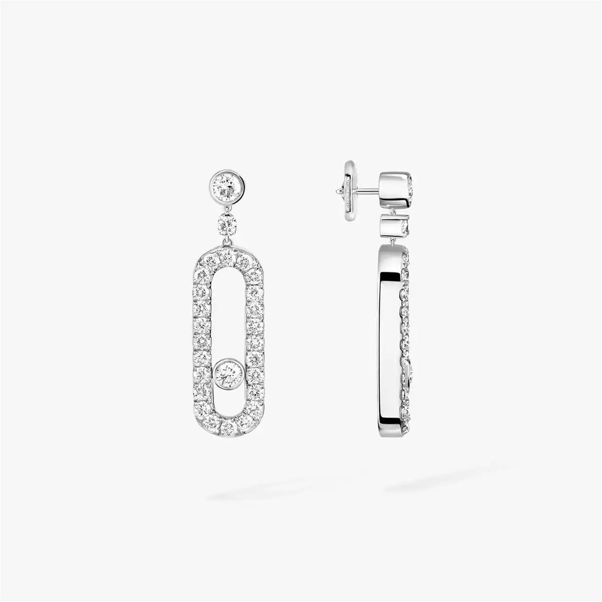 Messika Paris Move Uno 18ct White Gold Pave Set Diamond Drop Earrings - Berry's Jewellers