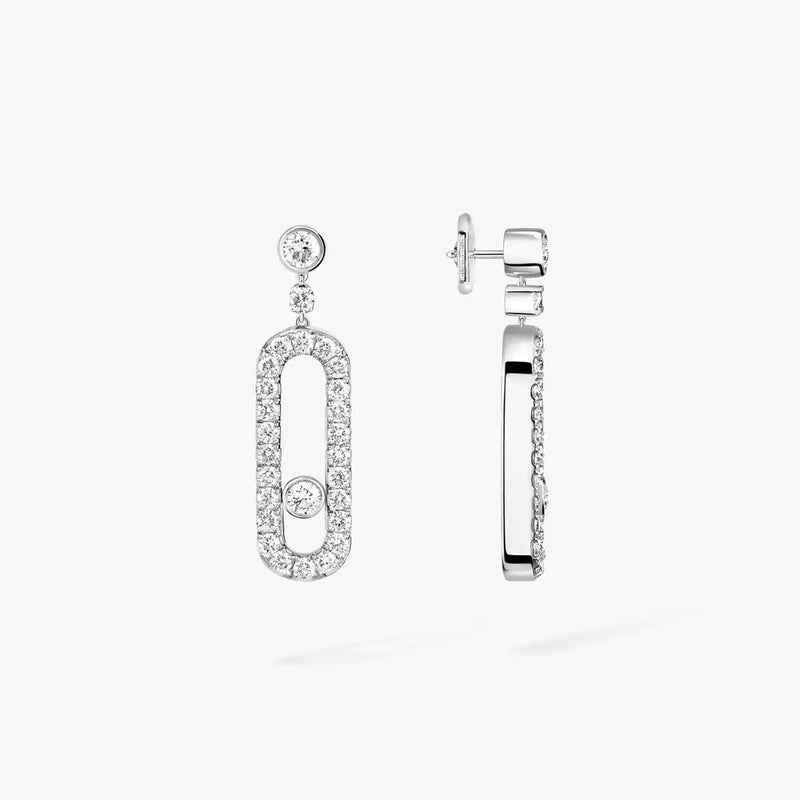 Move Uno 18ct White Gold Pave Set Diamond Drop Earrings