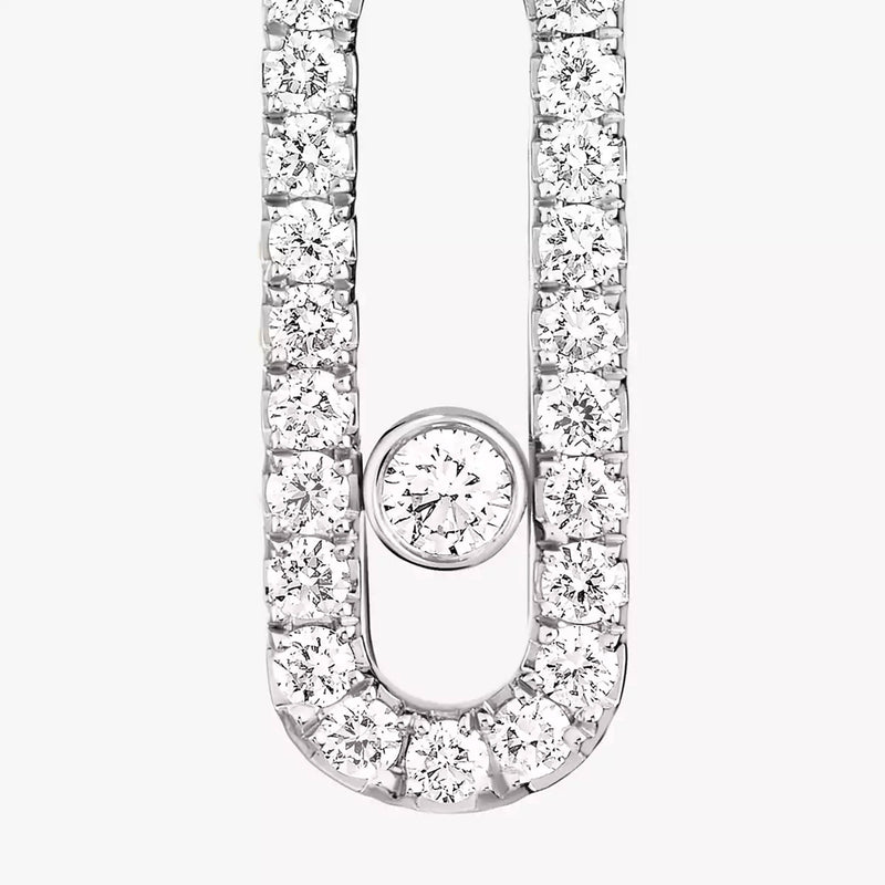 Move Uno 18ct White Gold Pave Set Diamond Drop Earrings