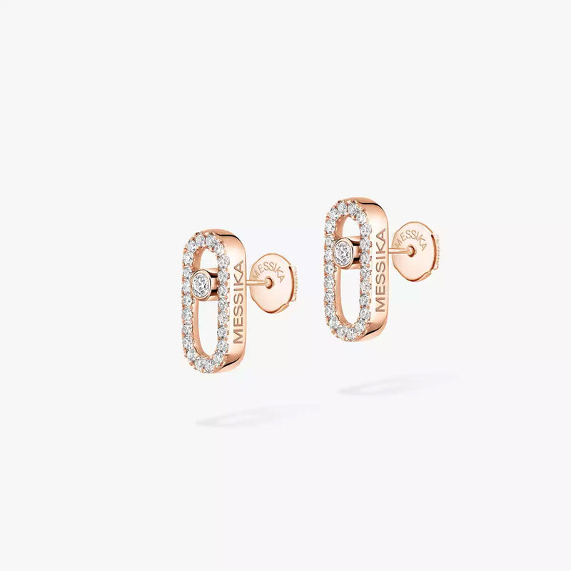 Move Uno 18ct Pink Gold and Diamond Earrings