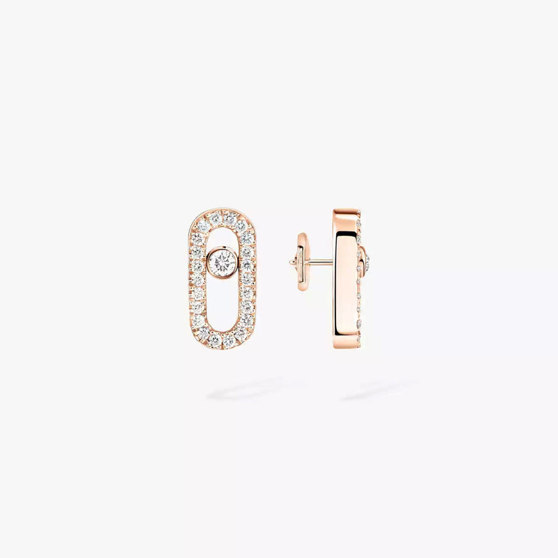 Move Uno 18ct Pink Gold and Diamond Earrings