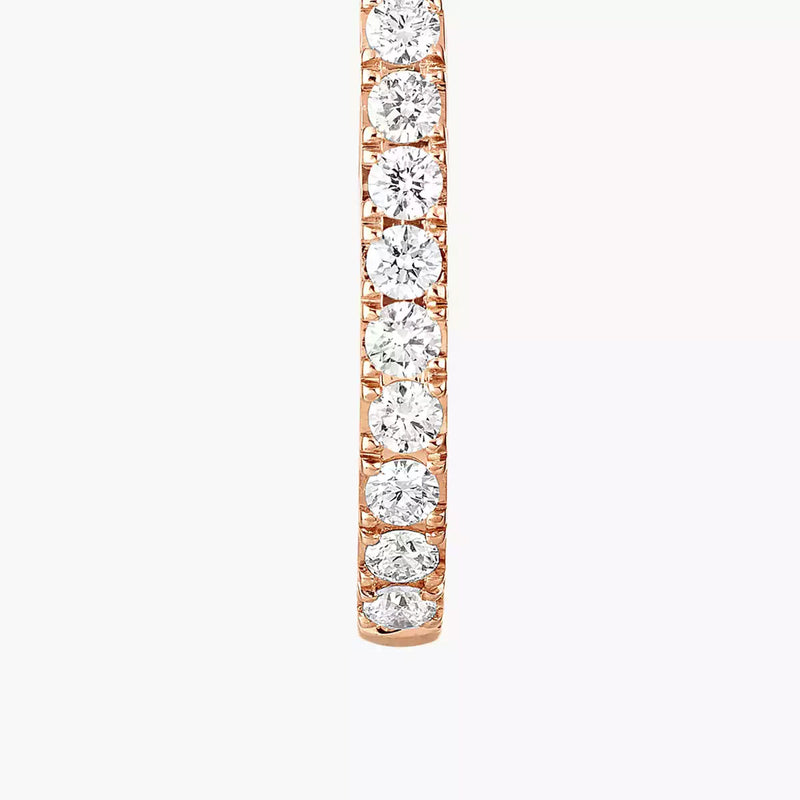 18ct Pink Gold Gatsby Pave Set Diamond Huggie Style Hoop Earrings