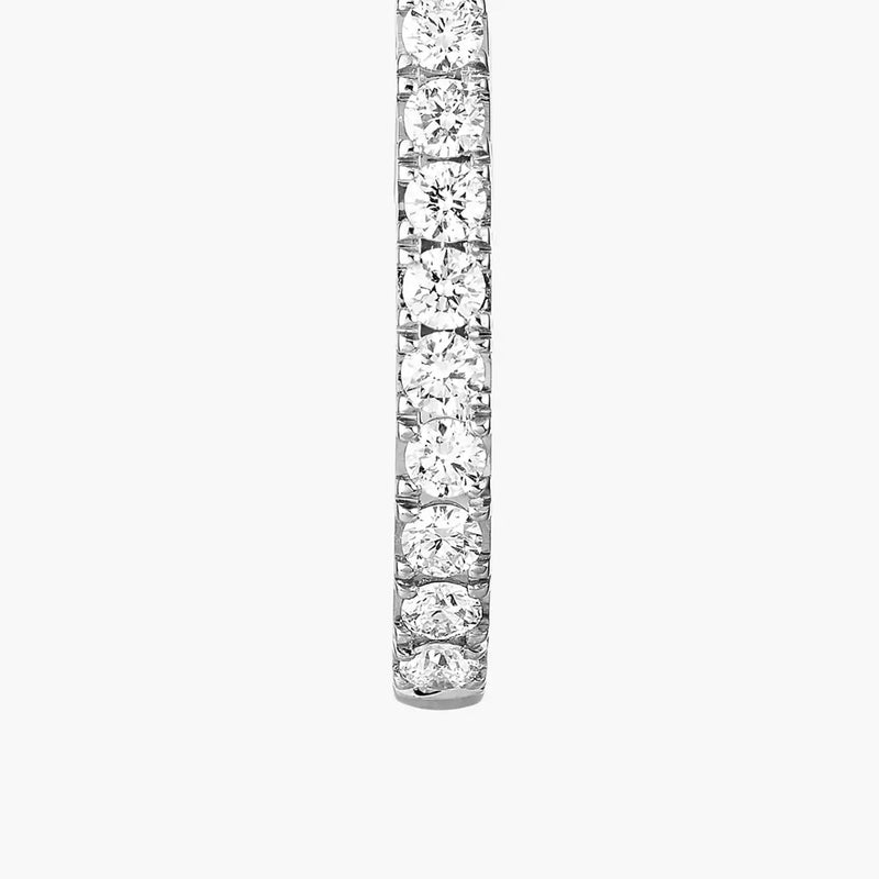 18ct White Gold Gatsby Pave Set Diamond Huggie Style Hoop Earrings