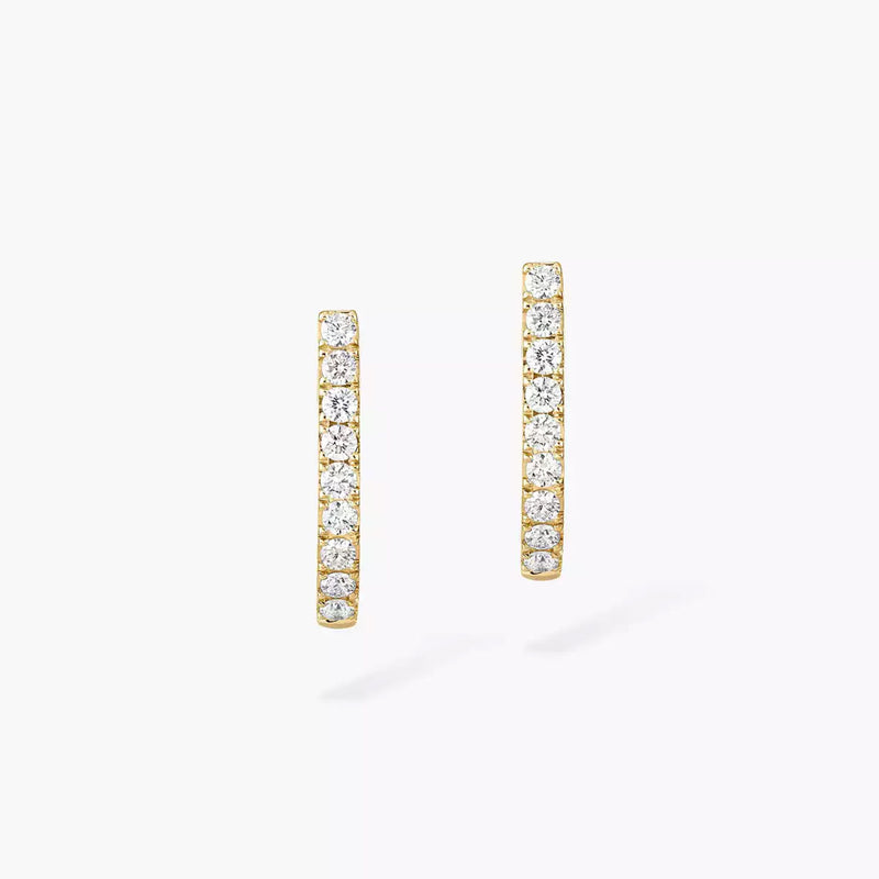 18ct Yellow Gold Gatsby Pave Set Diamond Huggie Style Hoop Earrings