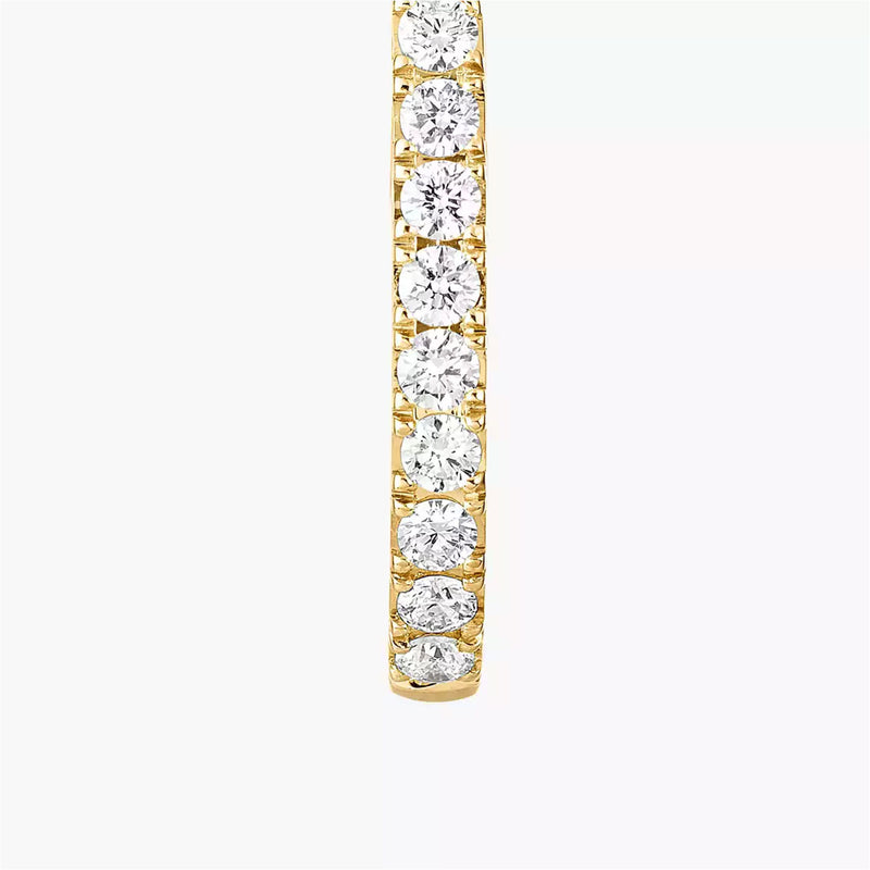 18ct Yellow Gold Gatsby Pave Set Diamond Huggie Style Hoop Earrings