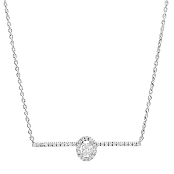 Messika Paris 18ct White Gold Glam'Azone Pave Set Diamond Bar Pendant - Berry's Jewellers