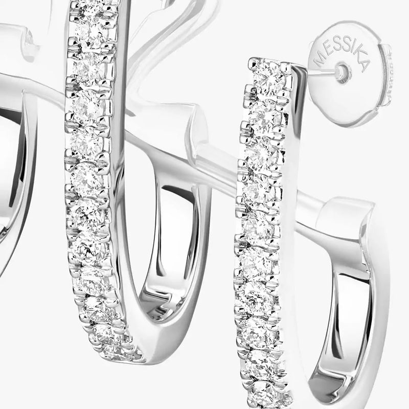 18ct White Gold Diamond Set Gatsby Multi Hoop Earrings