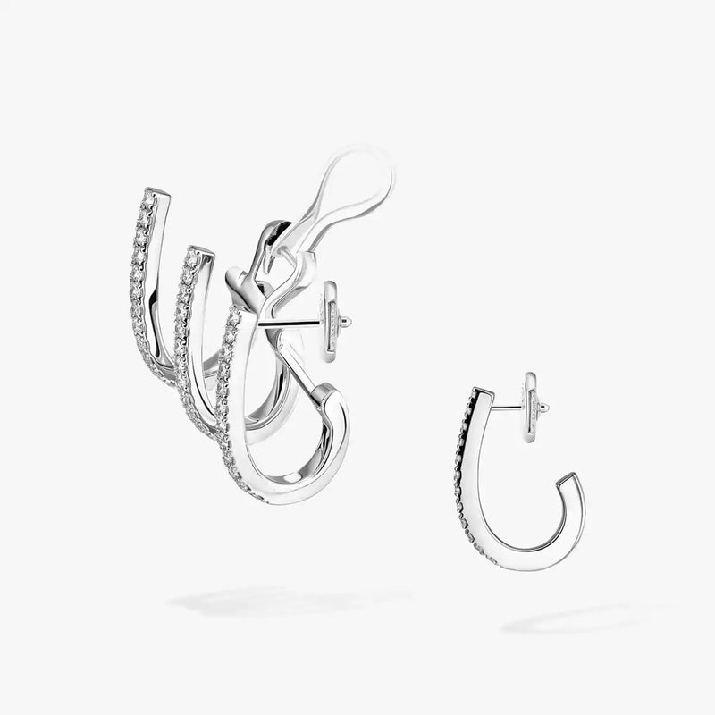 18ct White Gold Diamond Set Gatsby Multi Hoop Earrings