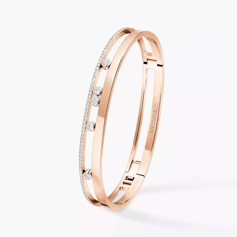 18ct Rose Gold Move Romane Pave Set Diamond Bangle