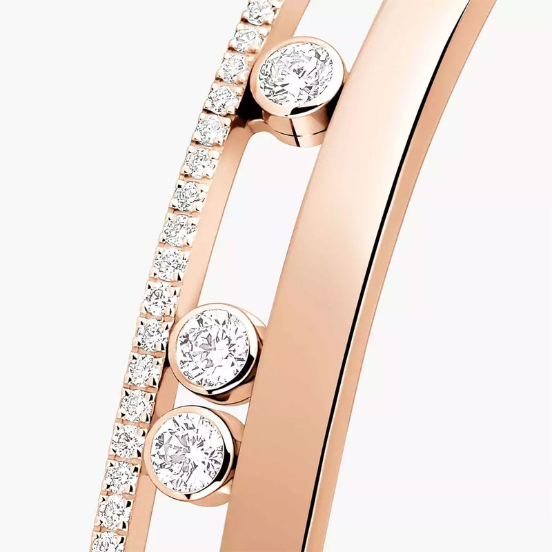 18ct Rose Gold Move Romane Pave Set Diamond Bangle