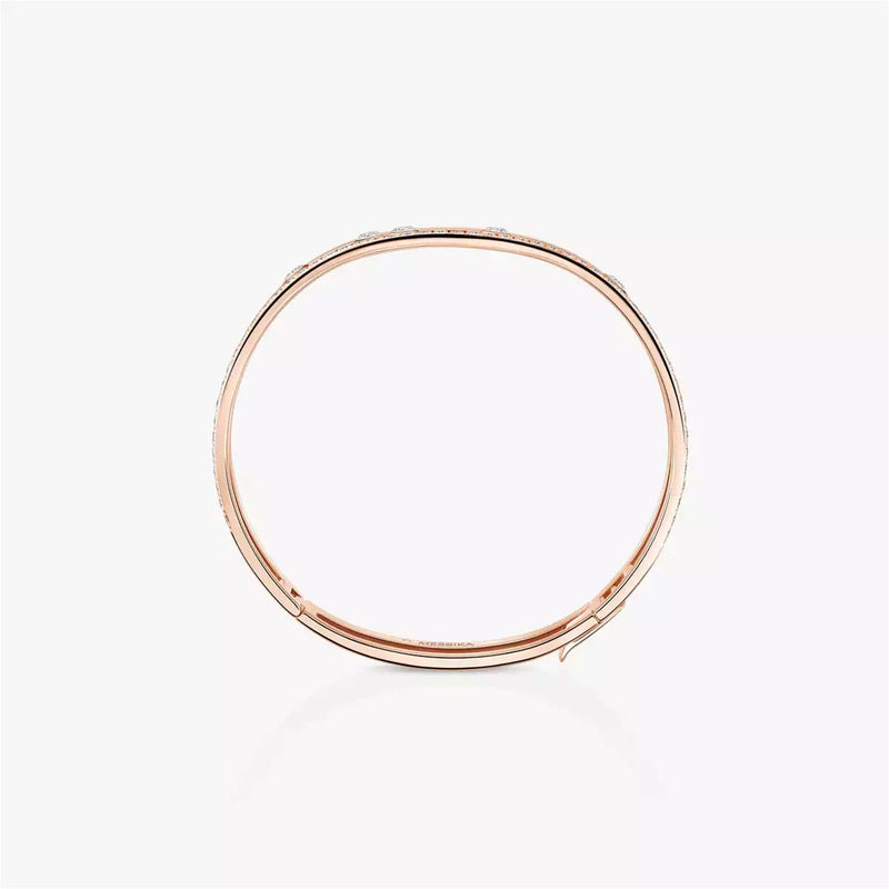 18ct Rose Gold Move Romane Pave Set Diamond Bangle
