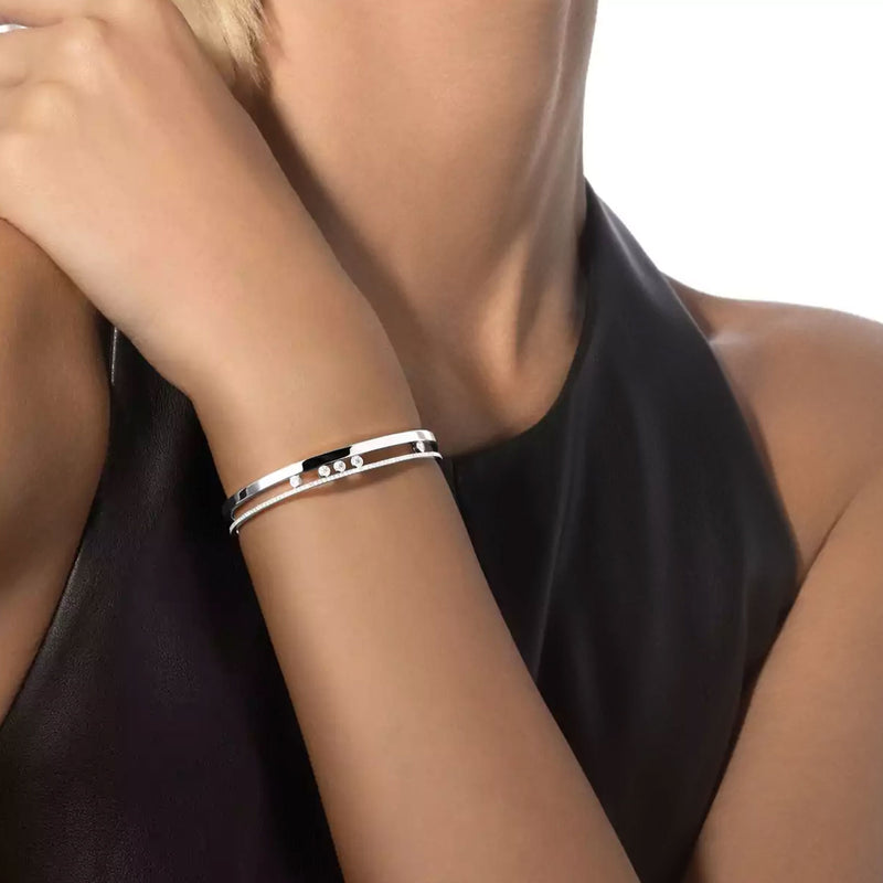 18ct White Gold Move Romane Pave Set Diamond Bangle