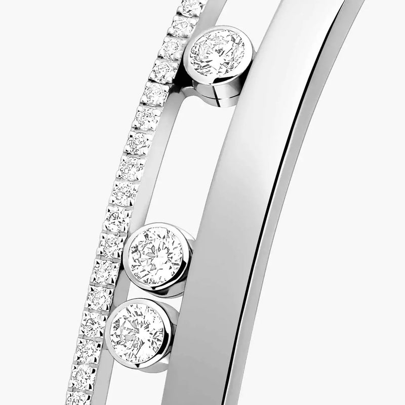 18ct White Gold Move Romane Pave Set Diamond Bangle