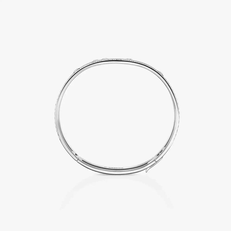 18ct White Gold Move Romane Pave Set Diamond Bangle