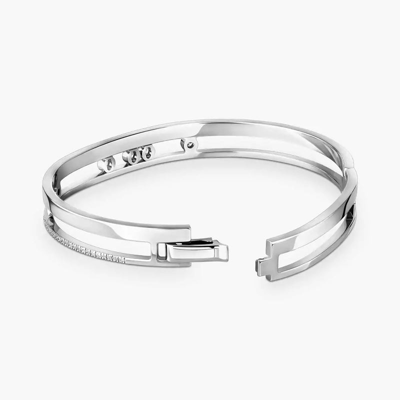 18ct White Gold Move Romane Pave Set Diamond Bangle