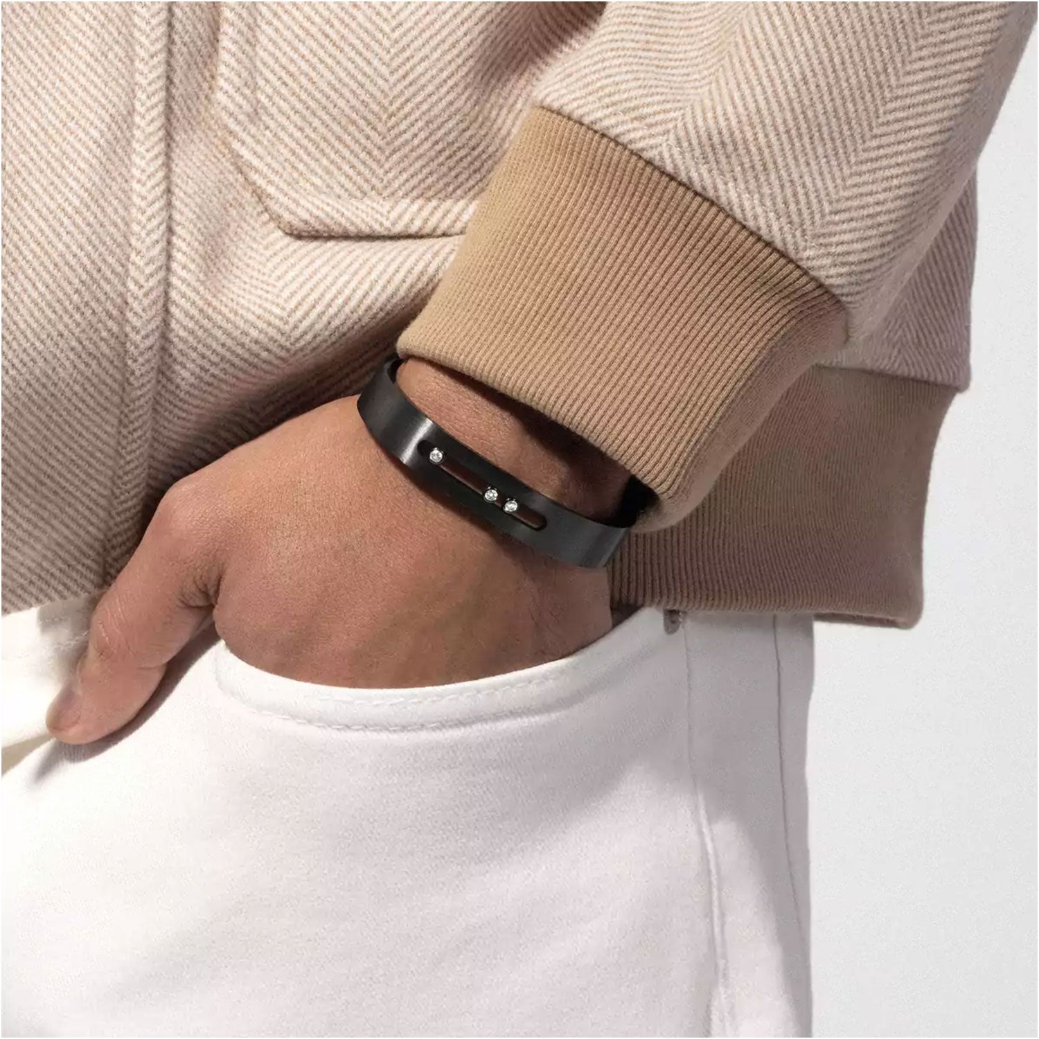 Move Titanium Graphite & Diamond Bangle