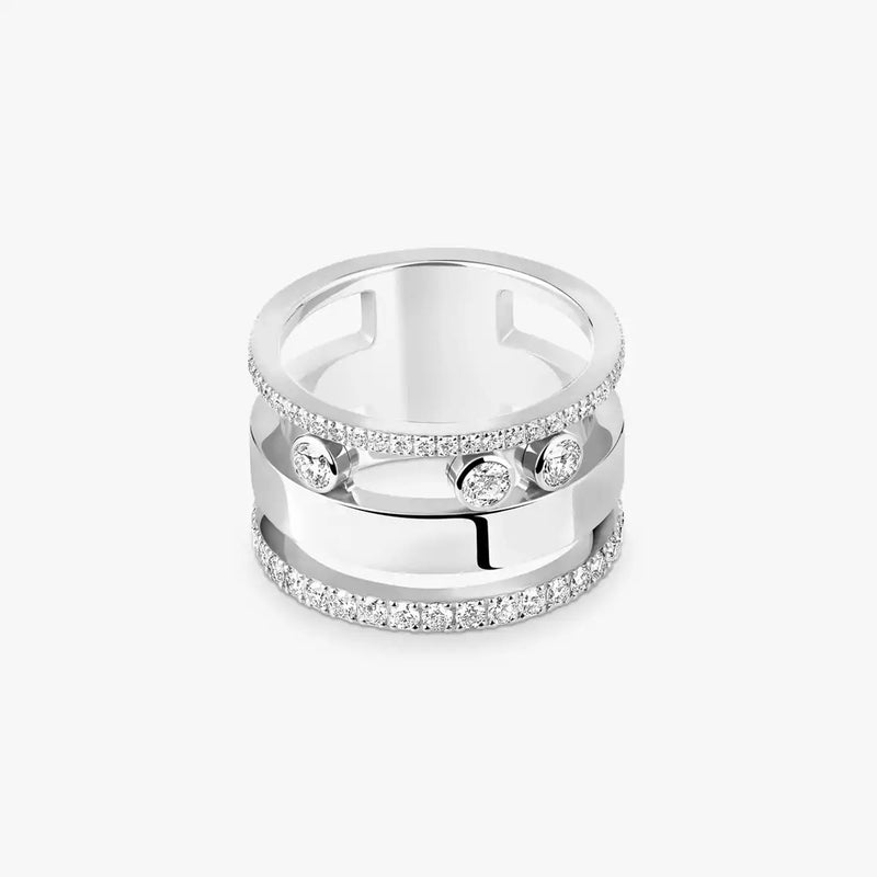 18ct White Gold Move Romane Large Diamond Ring