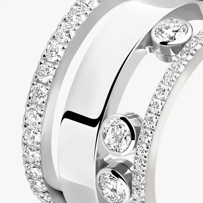 18ct White Gold Move Romane Large Diamond Ring
