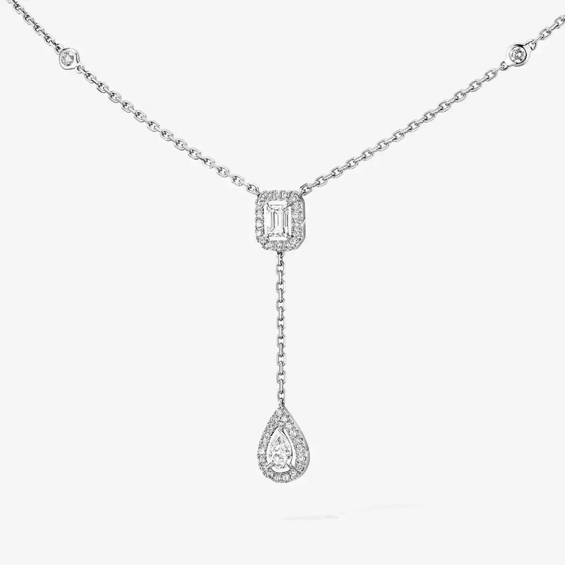 My Twin Tie 18ct White Gold Diamond Necklace