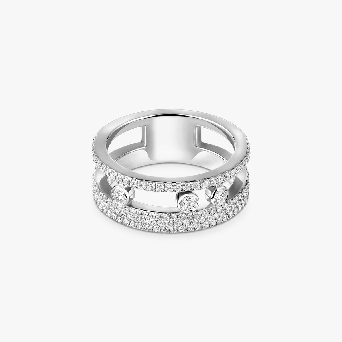 18ct White Gold Move Romane Pave Diamond Ring
